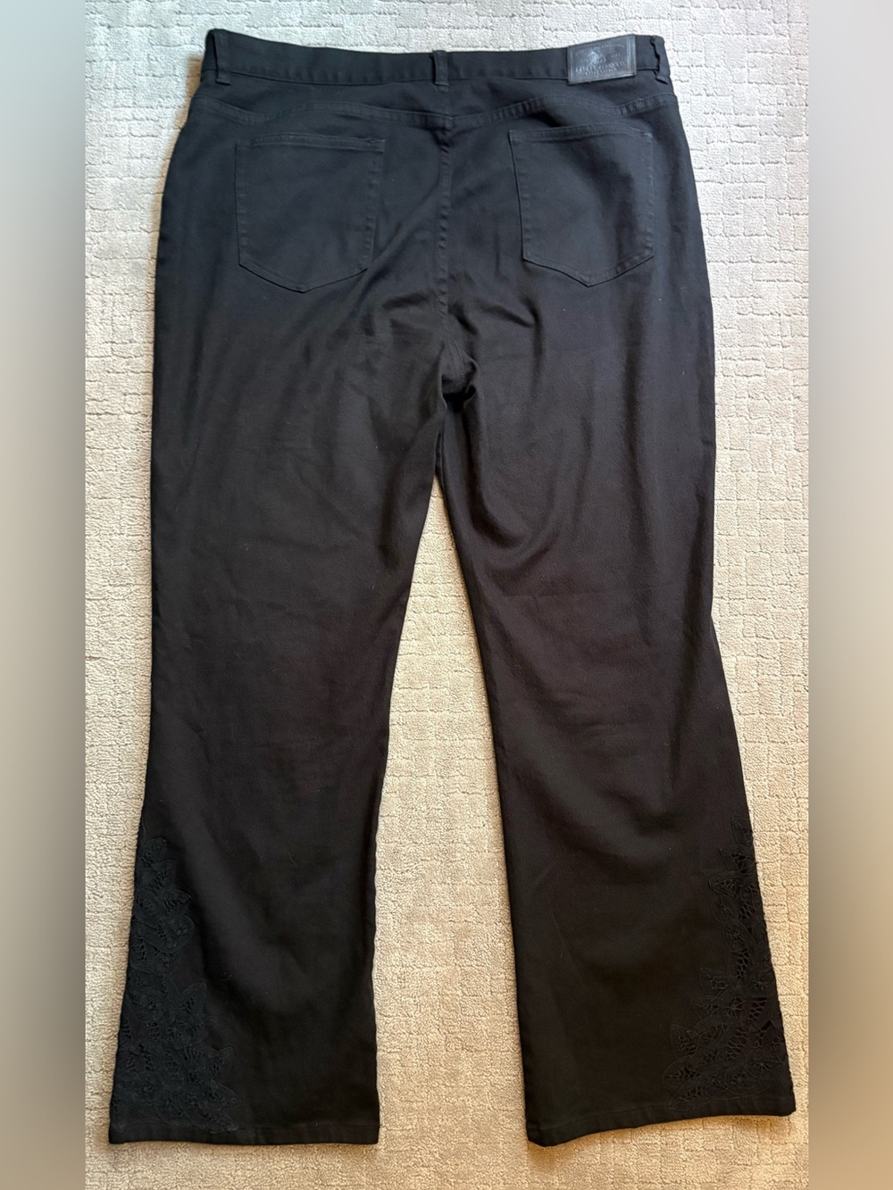 Ralph Lauren Black Flare Lace Appliqué Trim Jeans - Picture 7 of 10